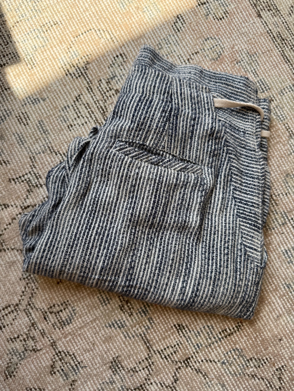 Free People Navy Blue Stripe Drawstring Pant - 0